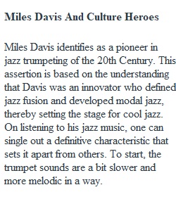 Miles Davis and Culture Heroes